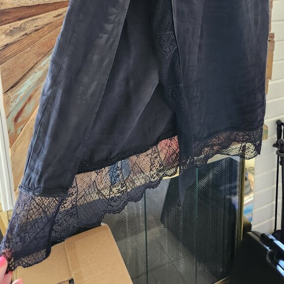 Zadig & Voltaire black lace slit silk maxi skirt Sz 34  US Sz 4 pockets - Picture 9 of 15